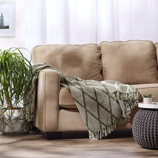 DII® Olive Green Tone Multi Diamond Throw
